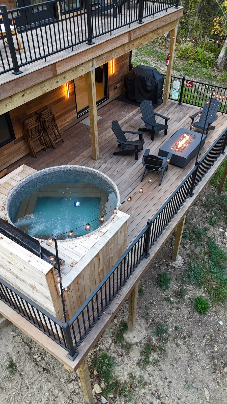 Hot tub on the deck seen from above