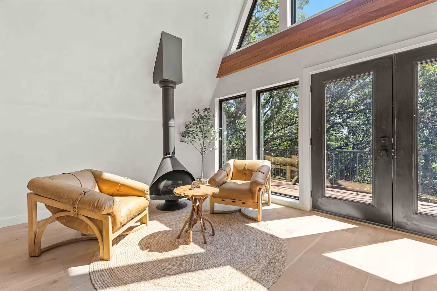Living room with wood stove